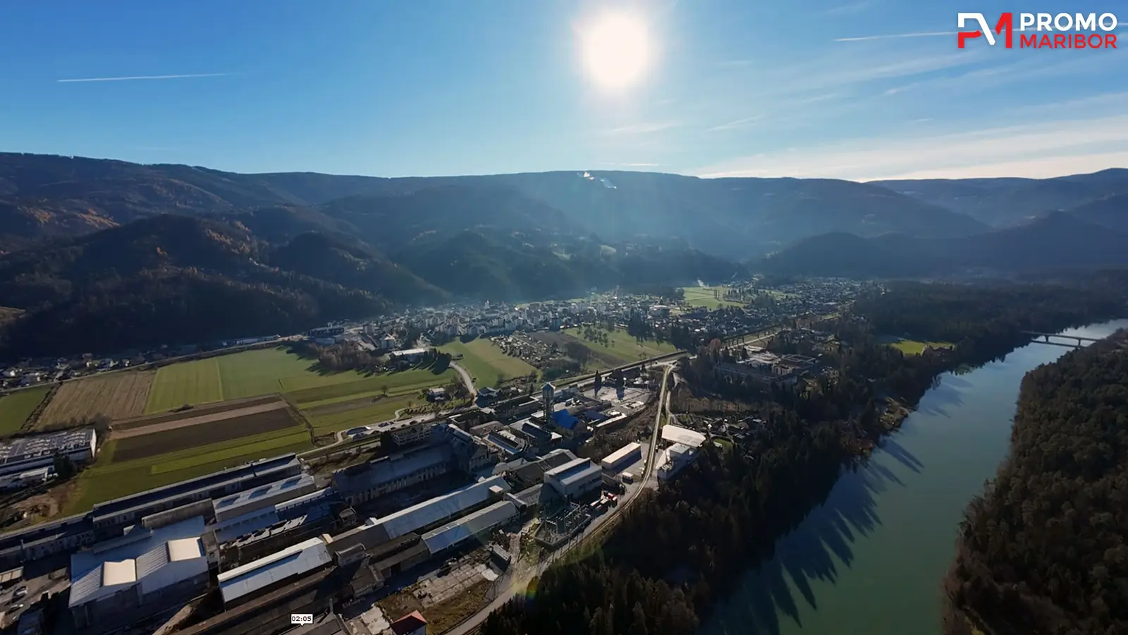 Občina Ruše in tovarna dušika in pogled na mesto Ruše in Pohorje